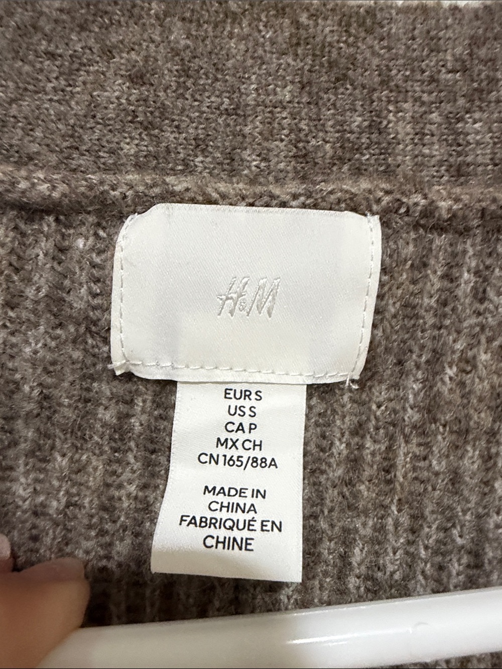 H&M Taupe Ribbed V-Neck Button Cardigan - Picture 3 of 4